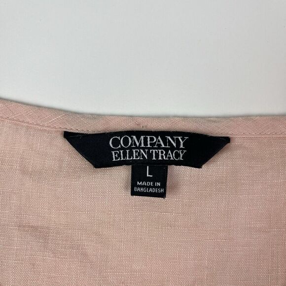 Ellen Tracy Linen Tunic Top Sz L Peach Pink Beachy quiet luxury coastal - Picture 3 of 11